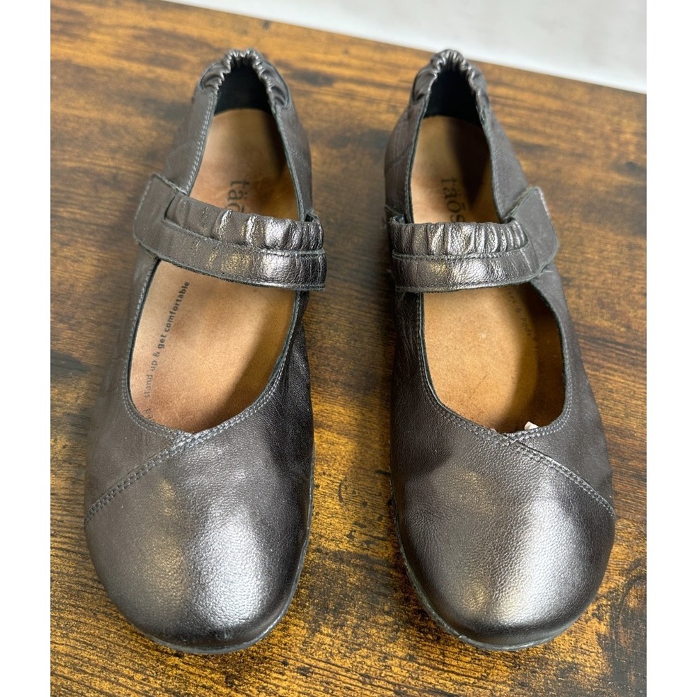 Taos Mary Jane Flats Metallic Leather Comfort Shoe Sz 39 US 8 8.5 Office Travel - Picture 11 of 13